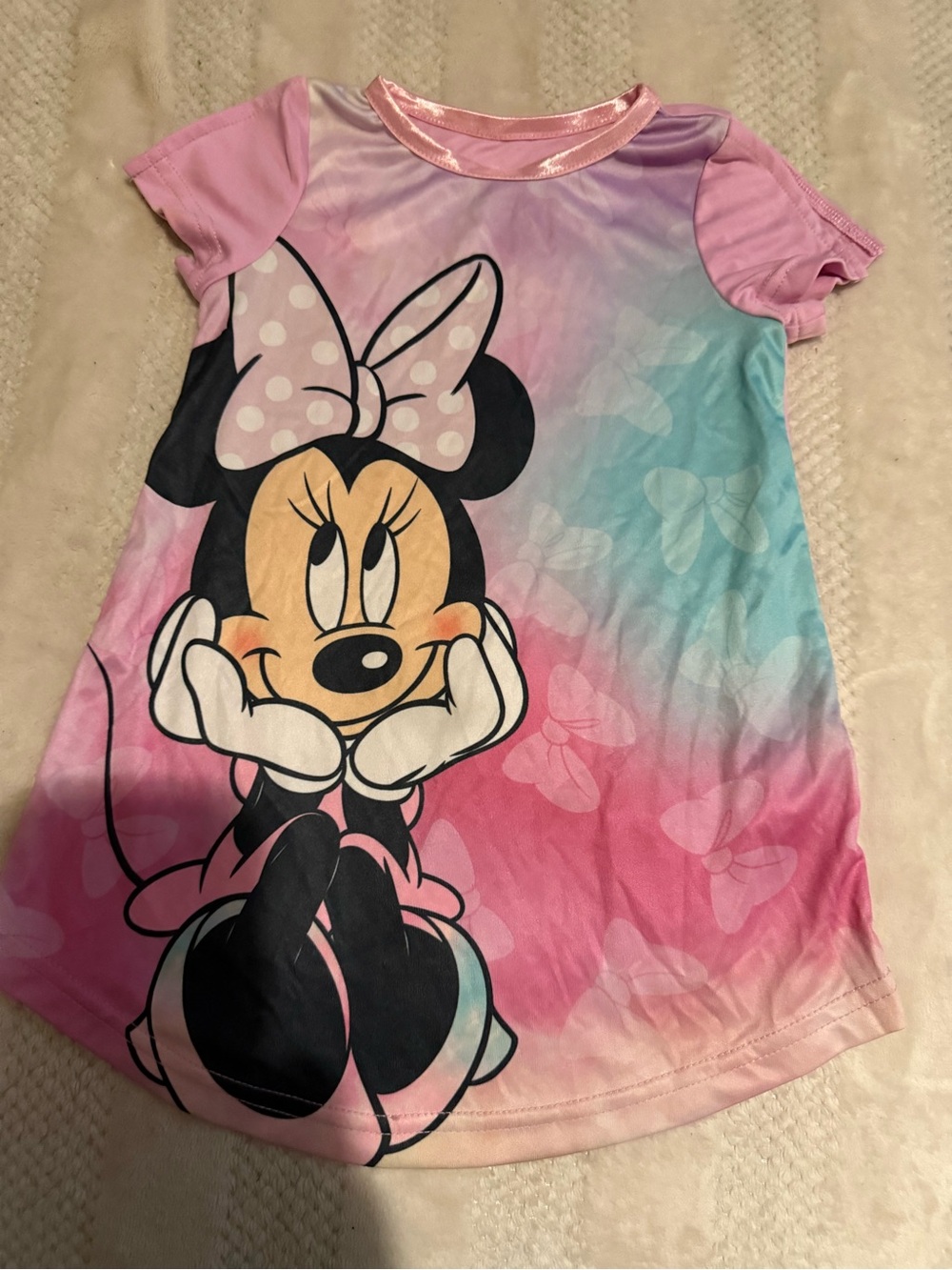 Disney Minnie Mouse Girls' Pink, Purple & Blue Ombre Short-Sleeve Top